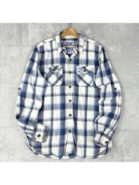 Superdry Flannel Shirt Size XL Button Blue Plaid Workwear Lumberjack Casual Prep